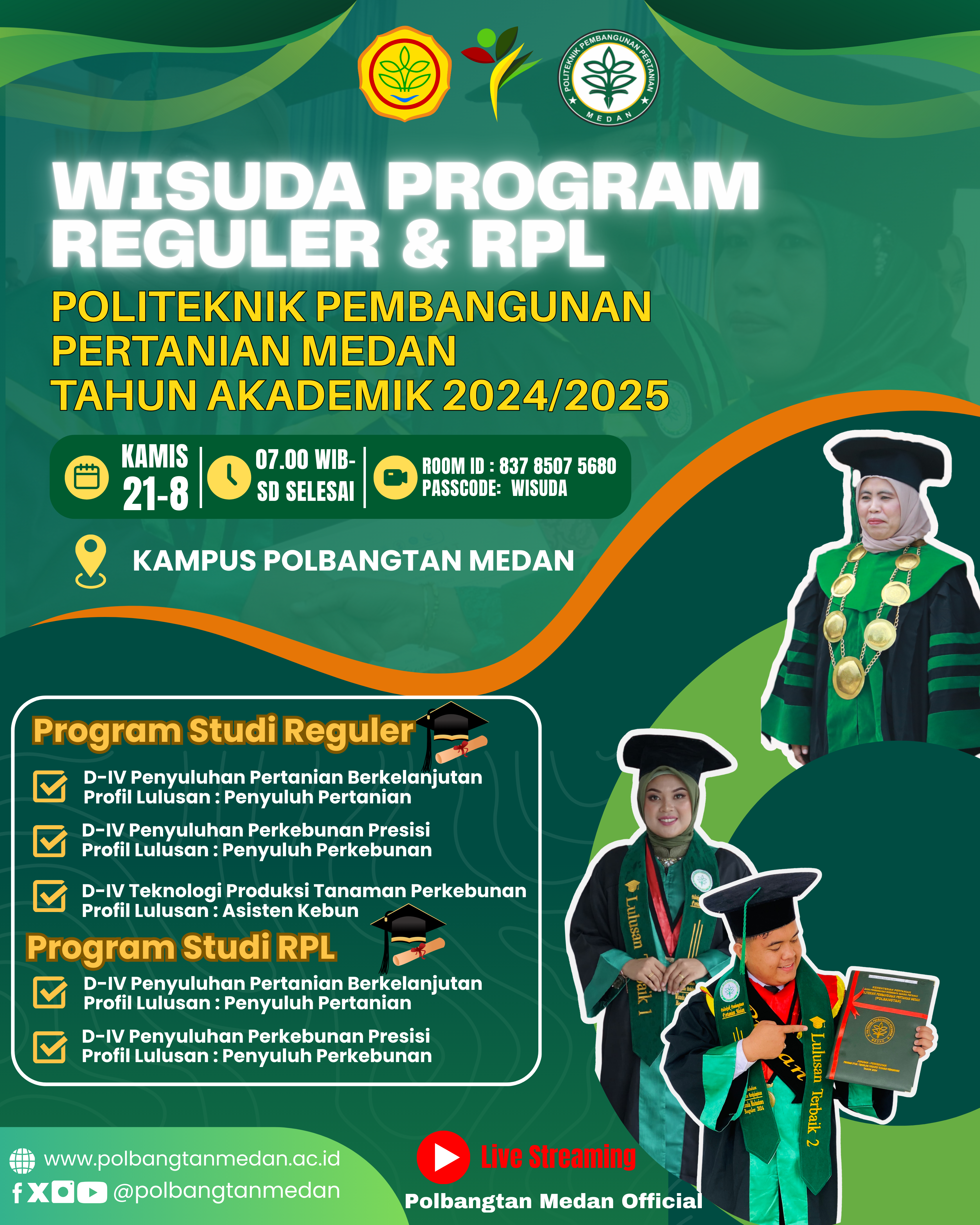 Sidang Senat Terbuka  Wisuda Sarjana Terapan untuk Program Reguler dan RPL Tahun Akademik 2024/2025