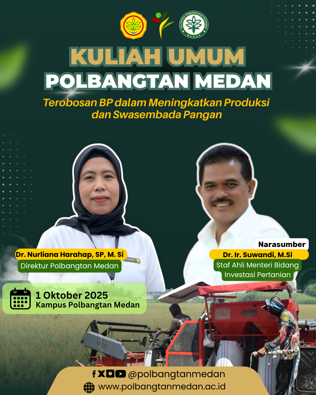 Kuliah Umum Polbangtan Medan Bersama Dr. Ir. Suwandi, M.Si
